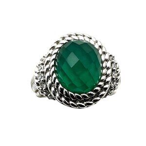 Judith Ripka Womens Ring Sterling Silver Green Emerald Size 8
